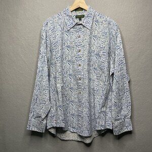 Vintage Robinsons Floral Chambray Long Sleeve Shirt L